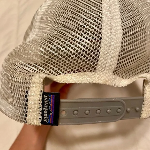 PATAGONIA Mesh Snapback Trucker Hat Bison Logo Light Gray Cap OSFM GORPCORE - Picture 3 of 5